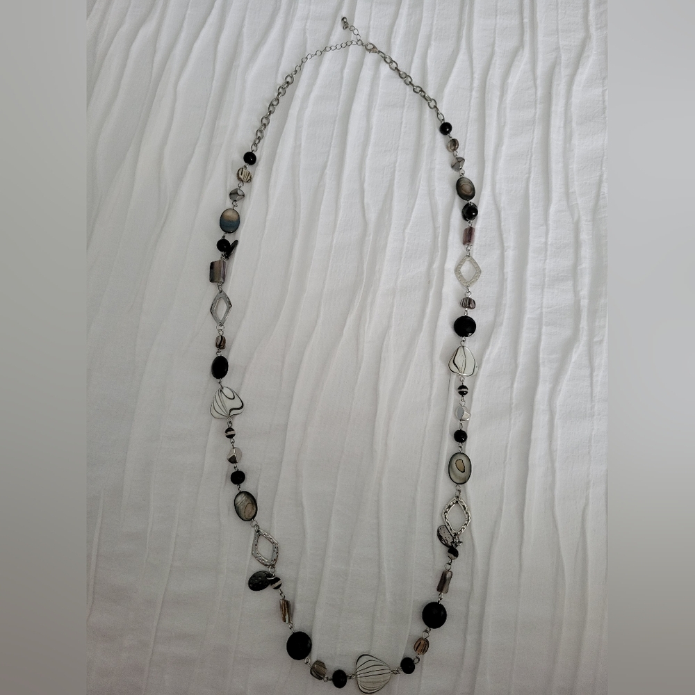 Silver and Polished Stone Necklace